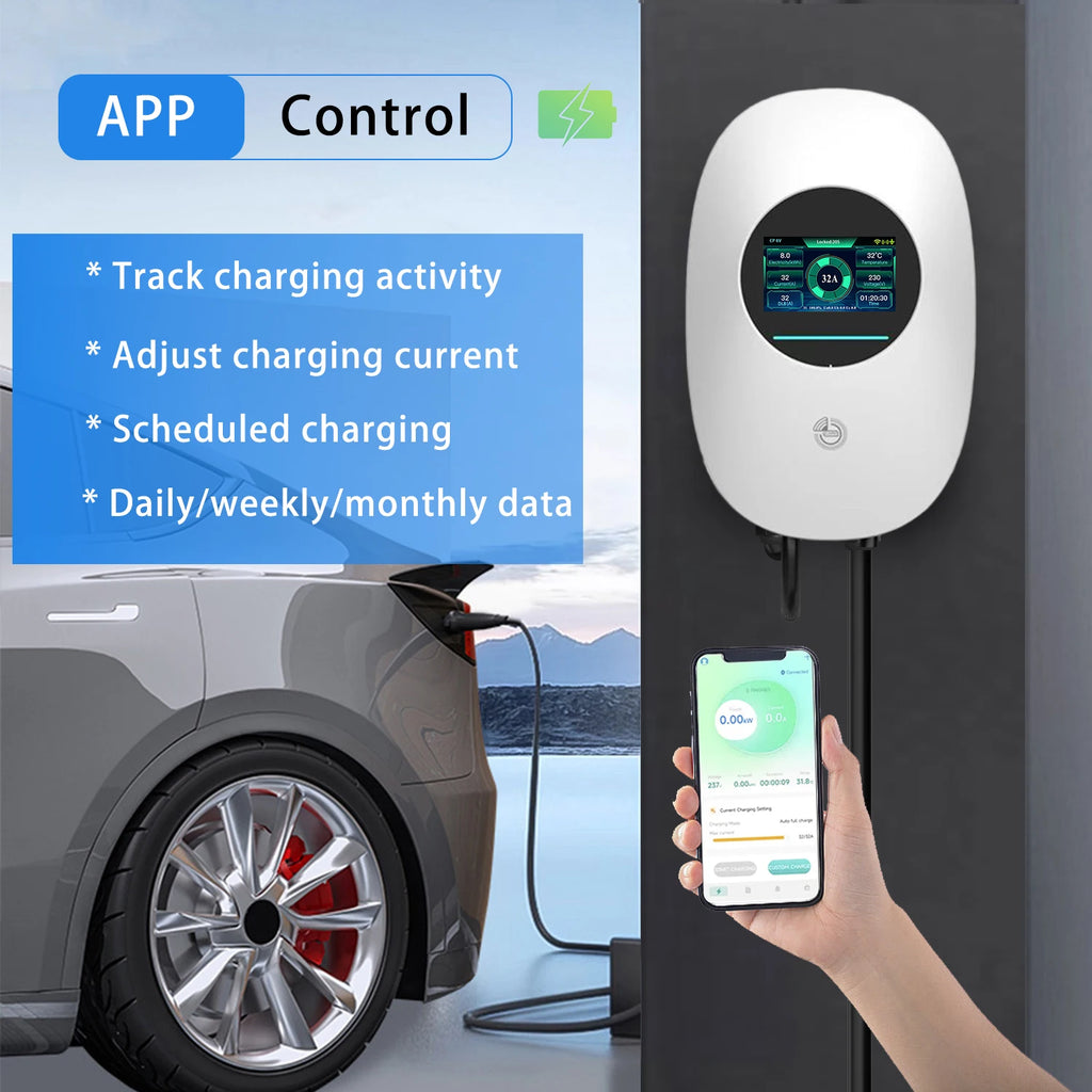 New 7kW-22kW DC EV Charger Type 2 OCPP 1.6 RFID Wallbox Commercial Station 3 Phase 32A