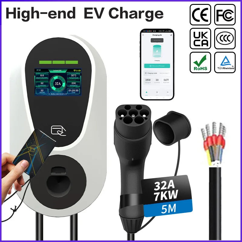 Wall-Mounted EV Charger (Wallbox)  11kW / 22kW AC Charger 7kW EV Charger 16A / 32A EV Charging Station 01