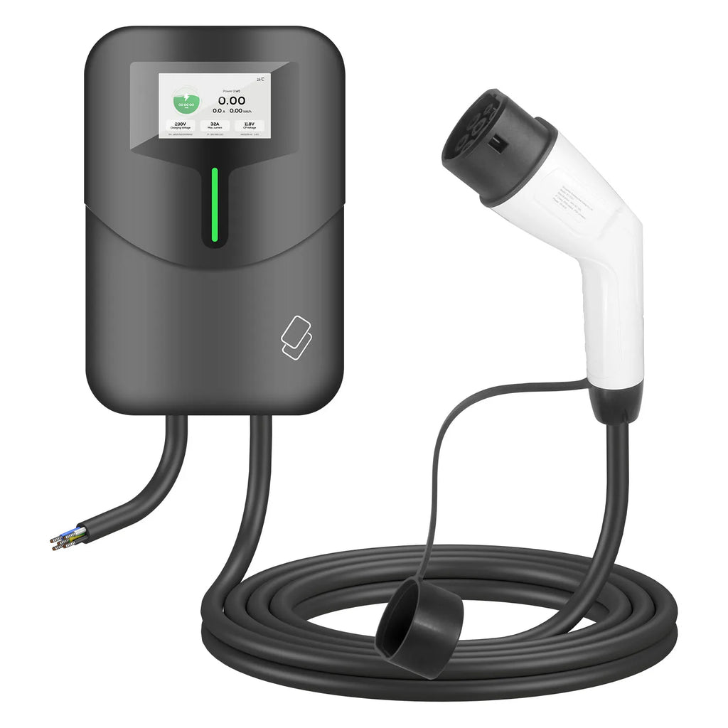 New EV Charging Station 7kW Type 2 AC Charger Wallbox with OCPP 1.6J WiFi 4G Smart EVSE 4.3-inch Display