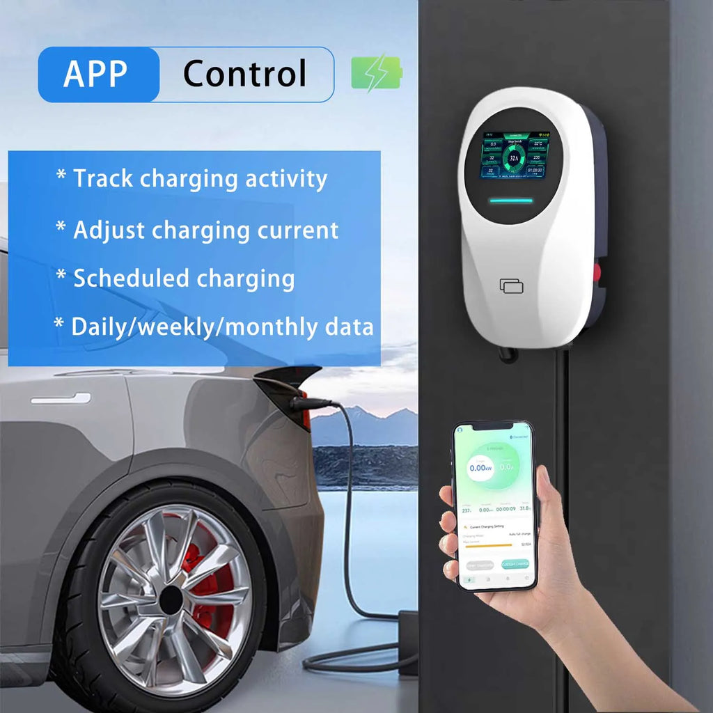7KW 11KW 22kW AC EV Charger Type 1 Wall Mounted OCPP 1.6 Commercial EV Charging Station 3 Phase 32A with LCD Screenor Tesla 01