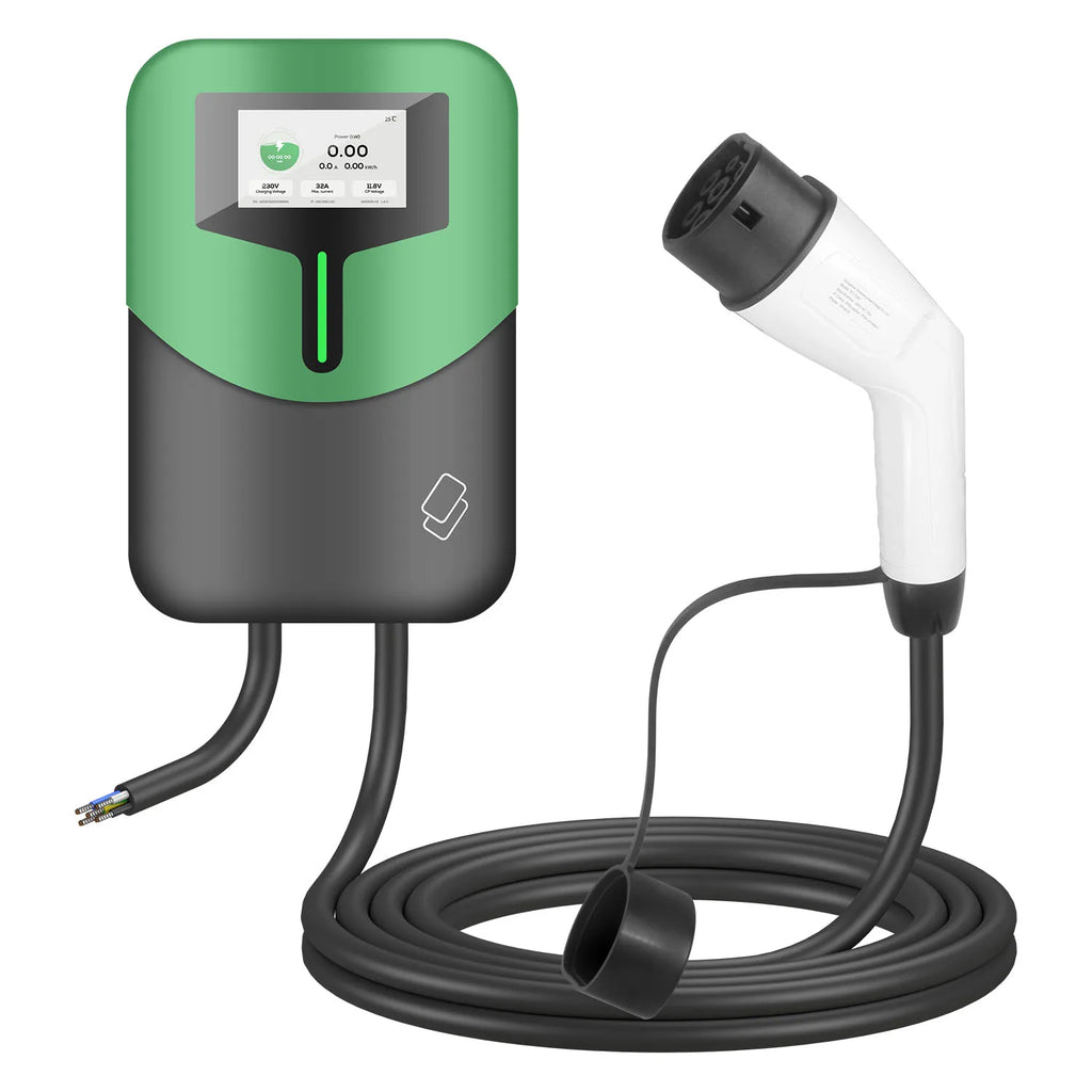 New EV Charging Station 7kW Type 2 AC Charger Wallbox with OCPP 1.6J WiFi 4G Smart EVSE 4.3-inch Display