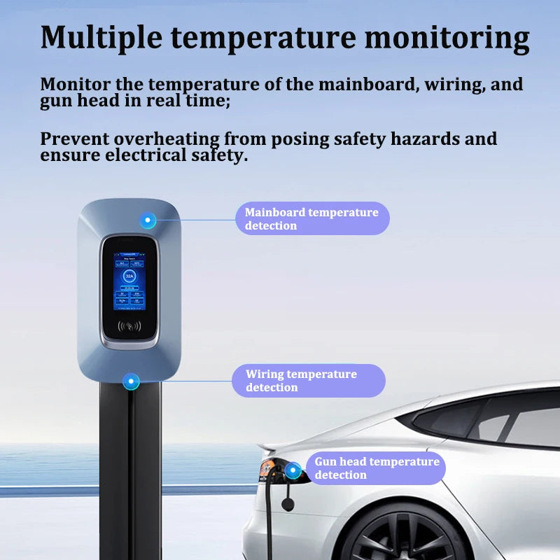 Smart EV Charger 7kW/11kW/22kW Wall-mounted & Portable with OCPP RFID 4G WiFi for Commercial Use 01