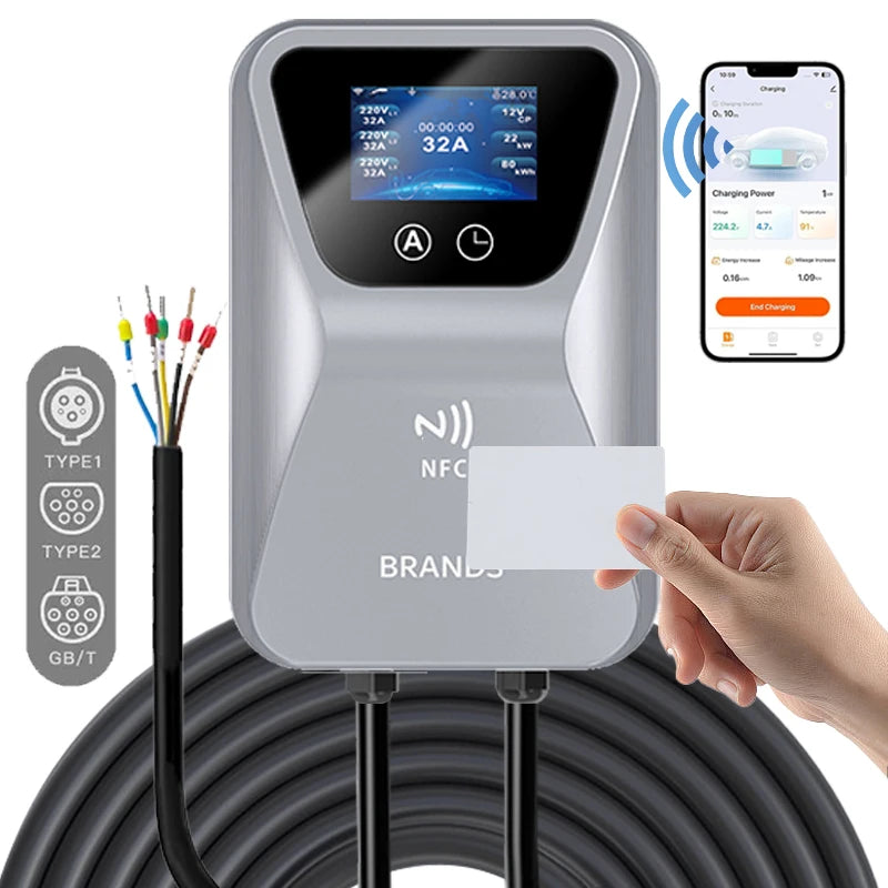 Future Energy 22kW AC EV Charger Type 2 Wall Mounted OCPP 1.6 RFID Commercial EV Charging Station...