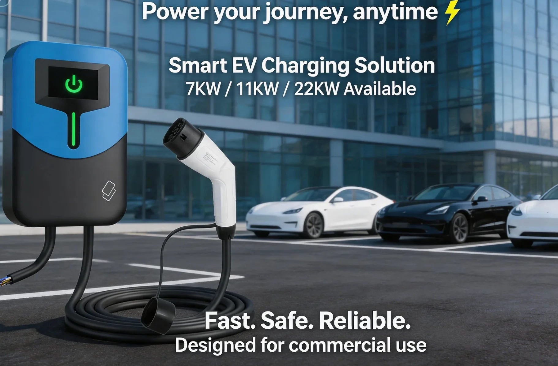 New EV Charging Station 7kW Type 2 AC Charger Wallbox with OCPP 1.6J WiFi 4G Smart EVSE 4.3-inch Display