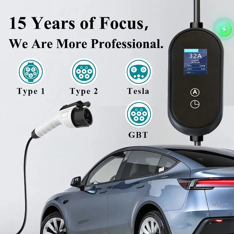 DC Fast EV Charging Station-Portable EVSE Charger with Mode 2 Compatibility for Electric Vehicles 01