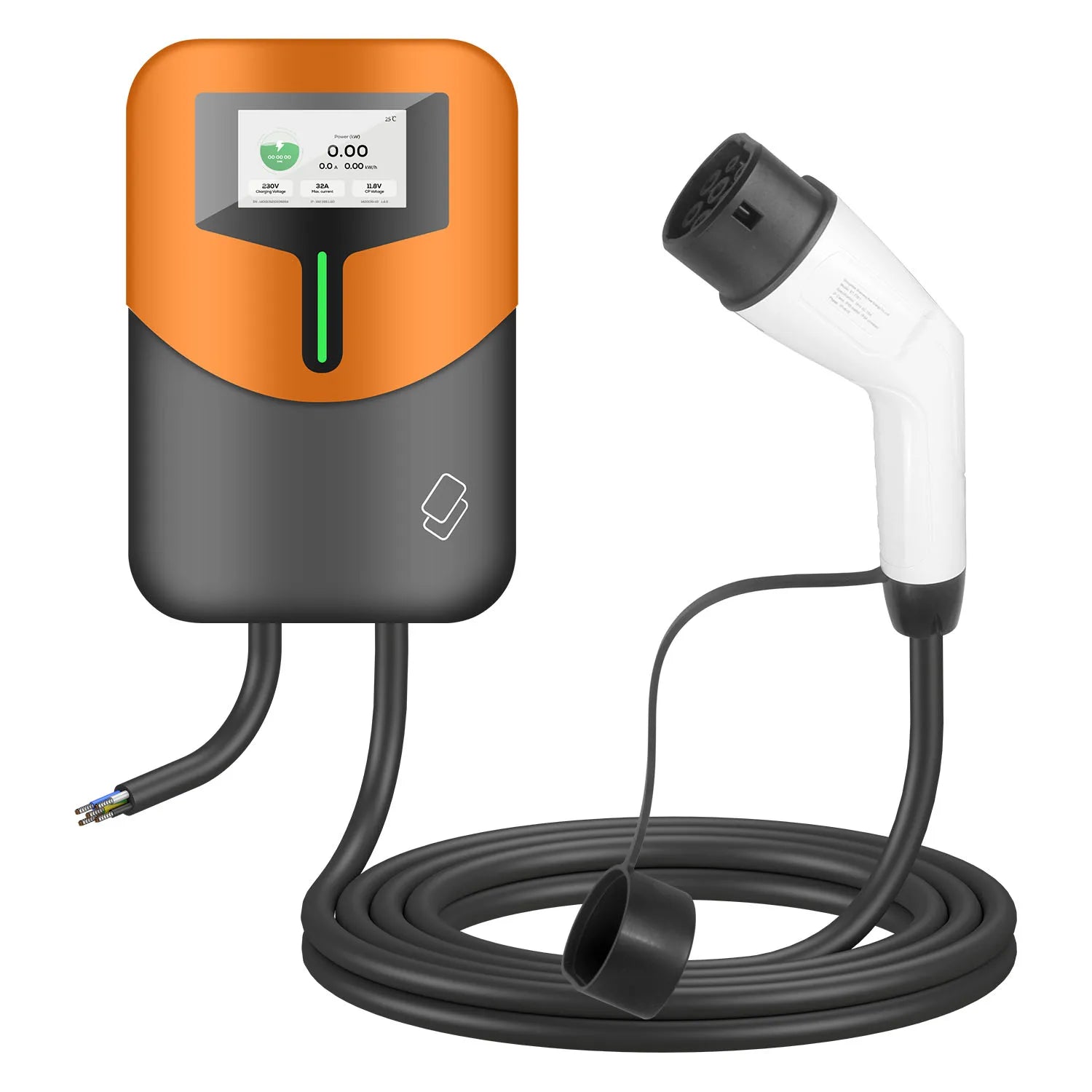 New EV Charging Station 7kW Type 2 AC Charger Wallbox with OCPP 1.6J WiFi 4G Smart EVSE 4.3-inch Display